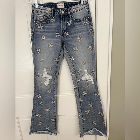 Free People Blue Floral Flare Jeans - Picture 4 of 16